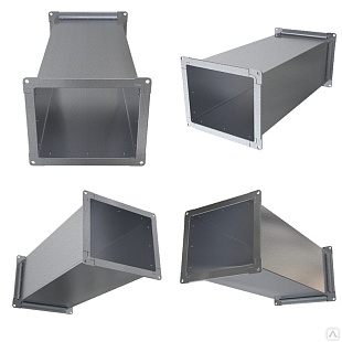 Фасонная деталь воздуховода 0,8 мм, зеркальная из коррозионностойкой стали марки AISI 304