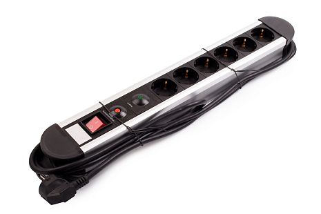 Блок розеток PDU TERACOM PRO 19" 1U 10А/250В 9 розеток Schuko шнур питания длиной 2 метра сечение 3x1,5 мм2 вилка C14