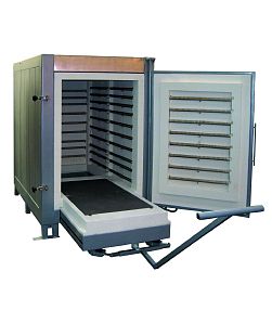 Промышленная печь с выдвижным подом выкатным СНОЛ 500/12-ВП 42 кВт до 1250 С' 665х1170х640 мм огнеупоры огнеупоры