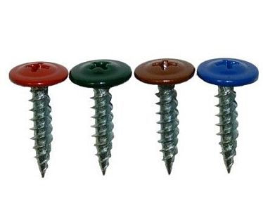 Саморез с полусферической головкой с прессшайбой, острые цветные (фасовка) 4,2х41 ЦВЕТ RAL: 8019